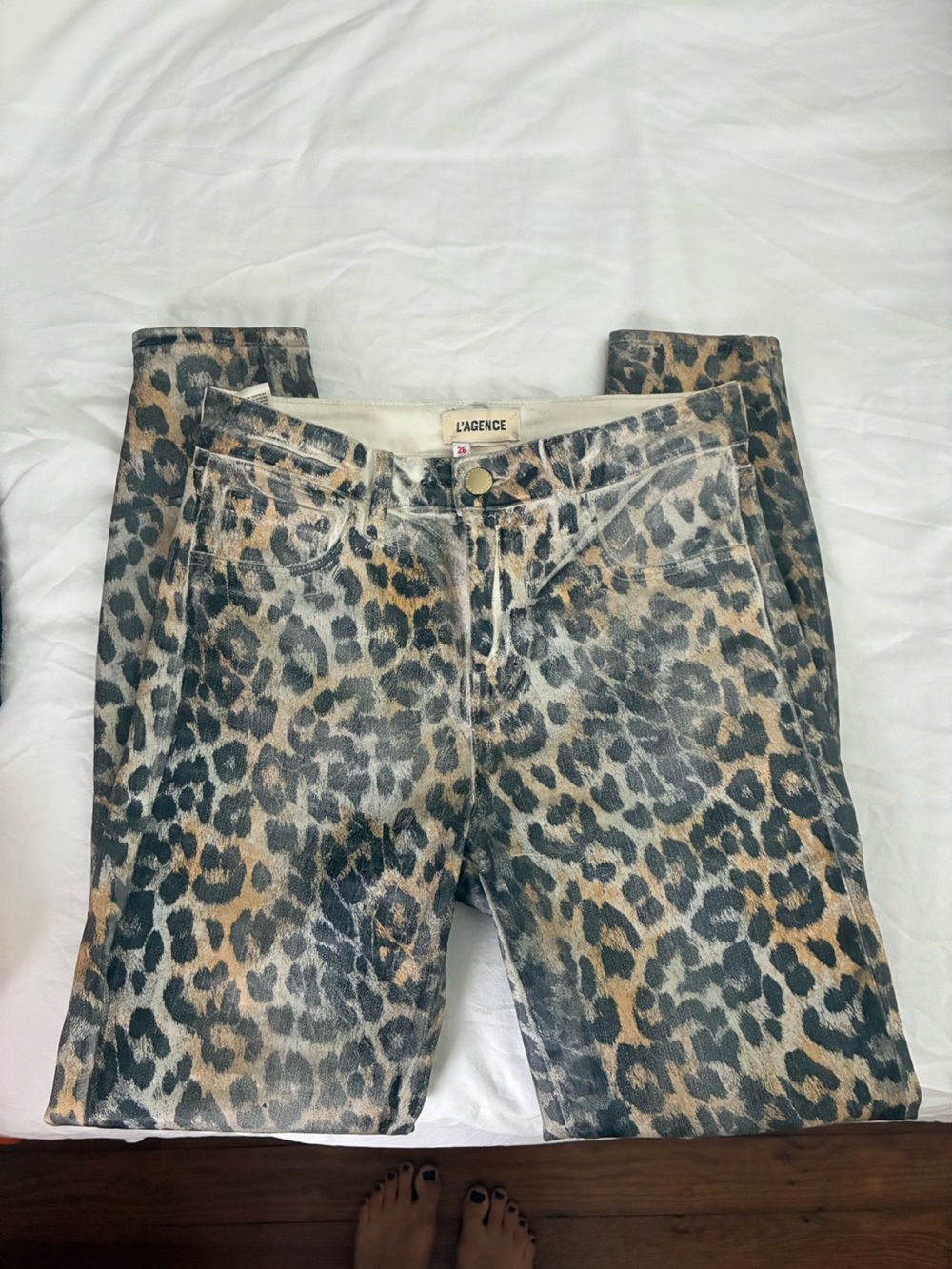 L'AGENCE Leopard Print Jeans - Brown, Black